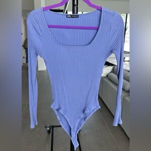 Zara Ribbed Lavender Bodysuit